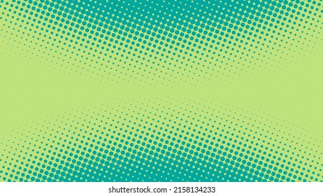 Bright Turquoise Green Pop Art Background In Retro Comics Book Style. Cartoon Superhero Background With Halftone Dots Gradient, Vector Illustration Eps10