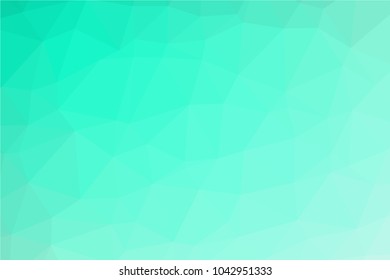 Bright turquoise low polygonal crystal background. Triangular polygon  pattern. Low poly vector illustration. Low polygonal backdrop
