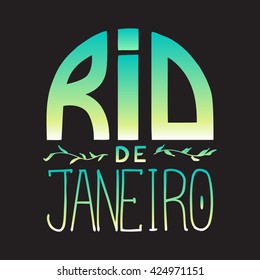 Bright turquoise Rio de Janeiro logo with reflection. Vector illustration for your graphic design.