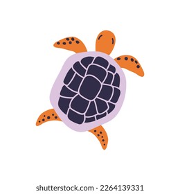 Bright turtle. Underwater world. Doodle vector illustration. Isolated on a white background. Retro stylization.