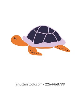 Bright turtle. Vector illustration. Isolated on a white background. Underwater world.