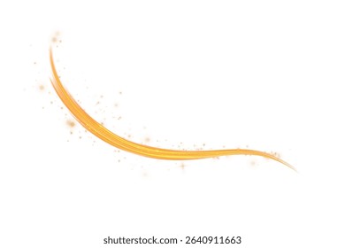 Bright Twisted Light Stream with Shiny Gold Particles and Transparent Background for Motion or Spell Effect