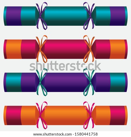 Bright Two Tone Christmas crackers in vector format.