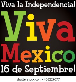 Bright typographic Viva Mexico (long live Mexico) card in vector format.