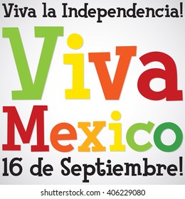 Bright typographic Viva Mexico (long live Mexico) card in vector format.