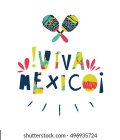 Bright typographic "Viva Mexico" in vector format.