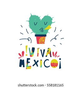 Bright typographic "Viva Mexico" in vector format.