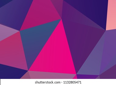 Bright ultraviolet geometric background with triangles of different shapes and scales. Triangulation pattern. Low polygon. Vector illustration. Rectangular, horizontal