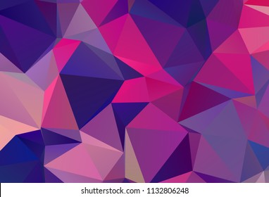 Bright ultraviolet geometric background with triangles of different shapes and scales. Triangulation pattern. Low polygon. Vector illustration. Rectangular, horizontal