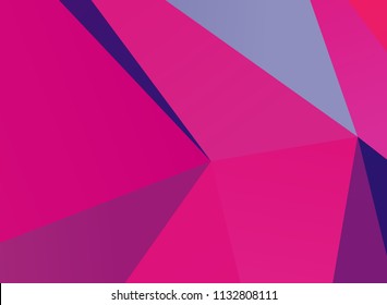 Bright ultraviolet geometric background with triangles of different shapes and scales. Triangulation pattern. Low polygon. Vector illustration. Rectangular, horizontal