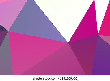 Bright ultraviolet geometric background with triangles of different shapes and scales. Triangulation pattern. Low polygon. Vector illustration. Rectangular, horizontal