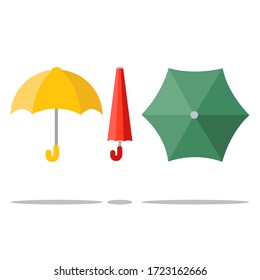 Bright umbrella set vector illustration