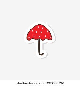 Bright umbrella. Vector illustration in style of pop art. Fashionable design of clothes for girls. Sticker, badge, patch.