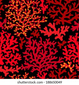 Bright underwater seamless pattern with beautiful corals