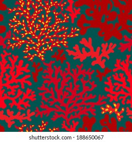 Bright underwater seamless pattern with beautiful corals