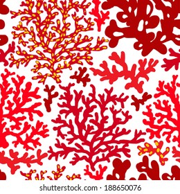 Bright underwater seamless pattern with beautiful corals