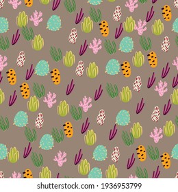 Bright underwater seamless pattern with beautiful corals.