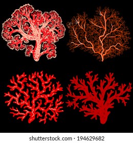 Bright underwater seamless pattern with beautiful corals. Isolated corals.