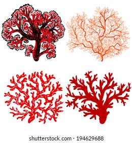 Bright underwater seamless pattern with beautiful corals. Isolated corals.