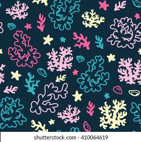 Bright underwater seamless pattern with beautiful corals for wallpaper,pattern fills, web page background, Children's fabrics.