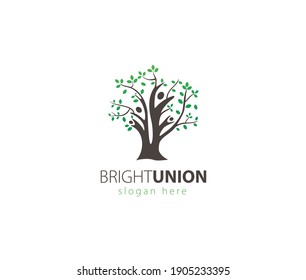 Bright Union, tree people. vector logo icon