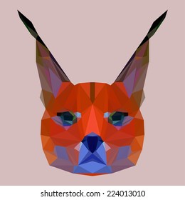 Bright unusual colored polygonal lynx background