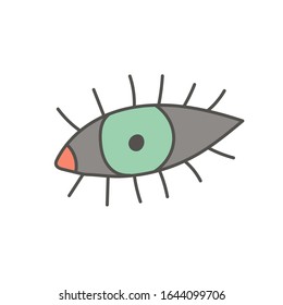 Bright unusual eye open look. Hand-drawn design. Vector editable illustration
