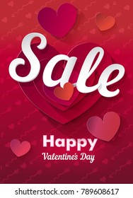 Bright Valentine`s day background. Sale.