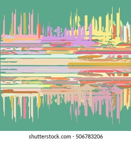 Bright varicolored background with paint flows and wooden texture. Card template for postcard, invitations, scrap-booking, calendars, printed, textiles, wrapping, website etc. Vector illustration.