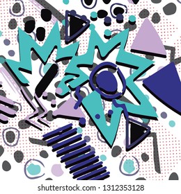 Bright vector 80's. pattern Background. geometric shapes.