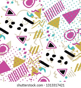 Bright vector 80's. pattern Background. geometric shapes.