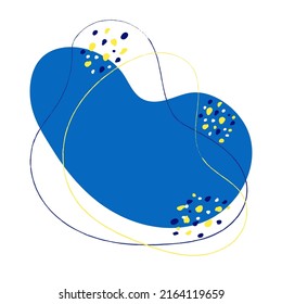 Bright Vector Abstract Background in Blue Yellow Colors With Brush Strokes and Spots. Perfect for Social Media, Banners, Printed Materials etc.