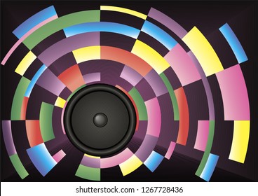 bright vector abstract background with speaker and lines in a circle
