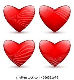 bright vector abstract  hearts set in 3d style. Eps10
