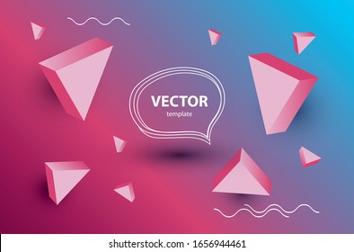 plantilla abstracta vectorial brillante con triángulos volumétricos
