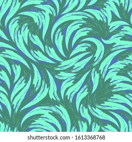 Bright vector abstract texture in trendy Aqua Menthe colors 2020. Pattern from strokes of turquoise paint for printing on textiles or wrapping paper.