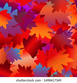 Bright vector autumn background with leaves. Seamless pattern.Greeting card, invitation, badge, sale banner, label