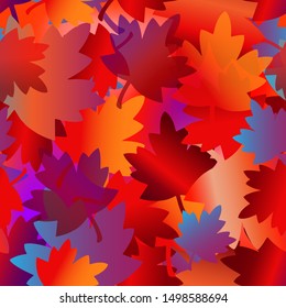 Bright vector autumn background with leaves. Seamless pattern.Greeting card, invitation, badge, sale banner, label
