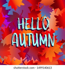Bright vector autumn background with leaves. Seamless pattern.Greeting card, invitation, badge, sale banner, label