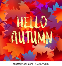 Bright vector autumn background with leaves. Seamless pattern.Greeting card, invitation, badge, sale banner, label