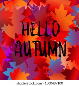 Bright vector autumn background with leaves. Seamless pattern.Greeting card, invitation, badge, sale banner, label