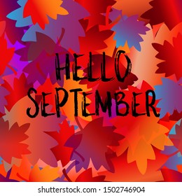 Bright vector autumn background with leaves. Seamless pattern.Greeting card, invitation, badge, sale banner, label