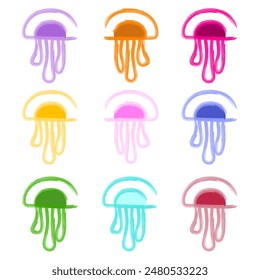 Bright vector background jellyfish so cute