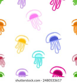 Bright vector background jellyfish so cute