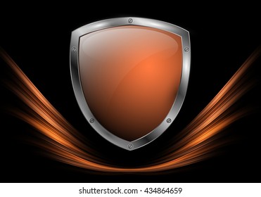 Bright vector background. Wavy lines, colorful shield, elements for design. Vector elements for presentations, brochures, annual reports. Eps10