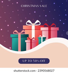 Bright vector banner for the festive Christmas sale.
