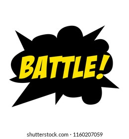 Bright vector Battle speech bubble BATTLE. Colorful emotional icon isolated on white background. Comic and cartoon style