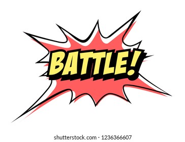 Bright vector BATTLE speech bubble. Colorful emotional icon isolated on white background. Comic and cartoon style