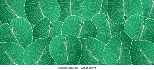 Bright vector botanical green background with leaves for decor, covers, wallpapers, presentations