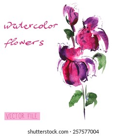 Bright vector bouquet from water color flowers. An album "vector bouquets by holidays from the picturesque drawn flowers."